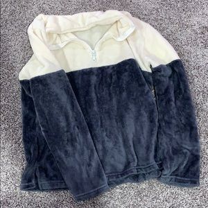 Fuzzy color block sweatshirt